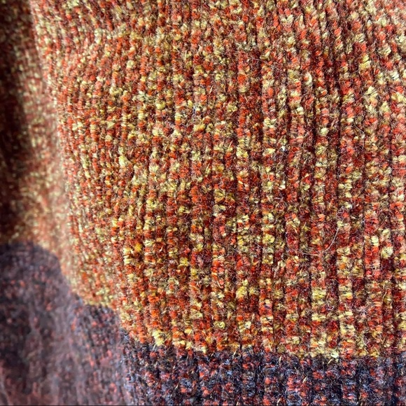 Oversized Burnt Orange Striped Mock Neck Sweater - Picture 7 of 9